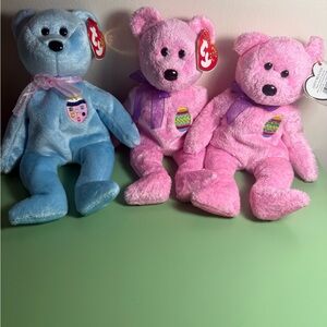 Ty Stuffed Animals Blue and Pink Bears
